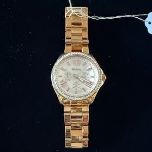 Fossil Women's Gold Watch with Silver Accents